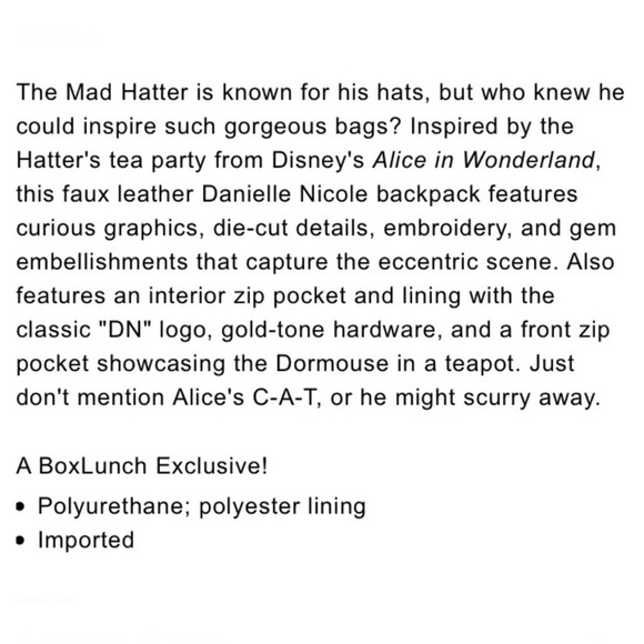 DANIELLE NICOLE LOUNGEFLY DISNEY ALICE IN WONDERLAND MINI BACKPACK CARDHOLDER +! - Picture 7 of 15